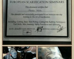 Scarification Workshop in Berlin 2016 Collage mit Zertifikat