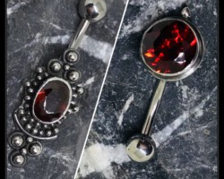 Bauchnabelpiercing echt silber echter Granatschmuck handgefertigt